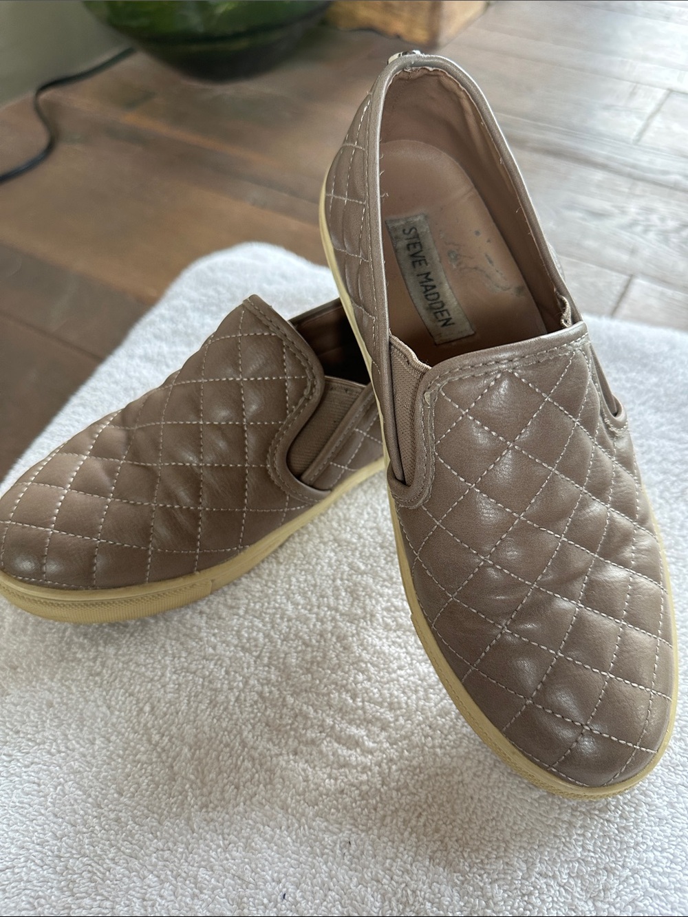Steve Madden Quilted Slip-On Sneakers - Taupe